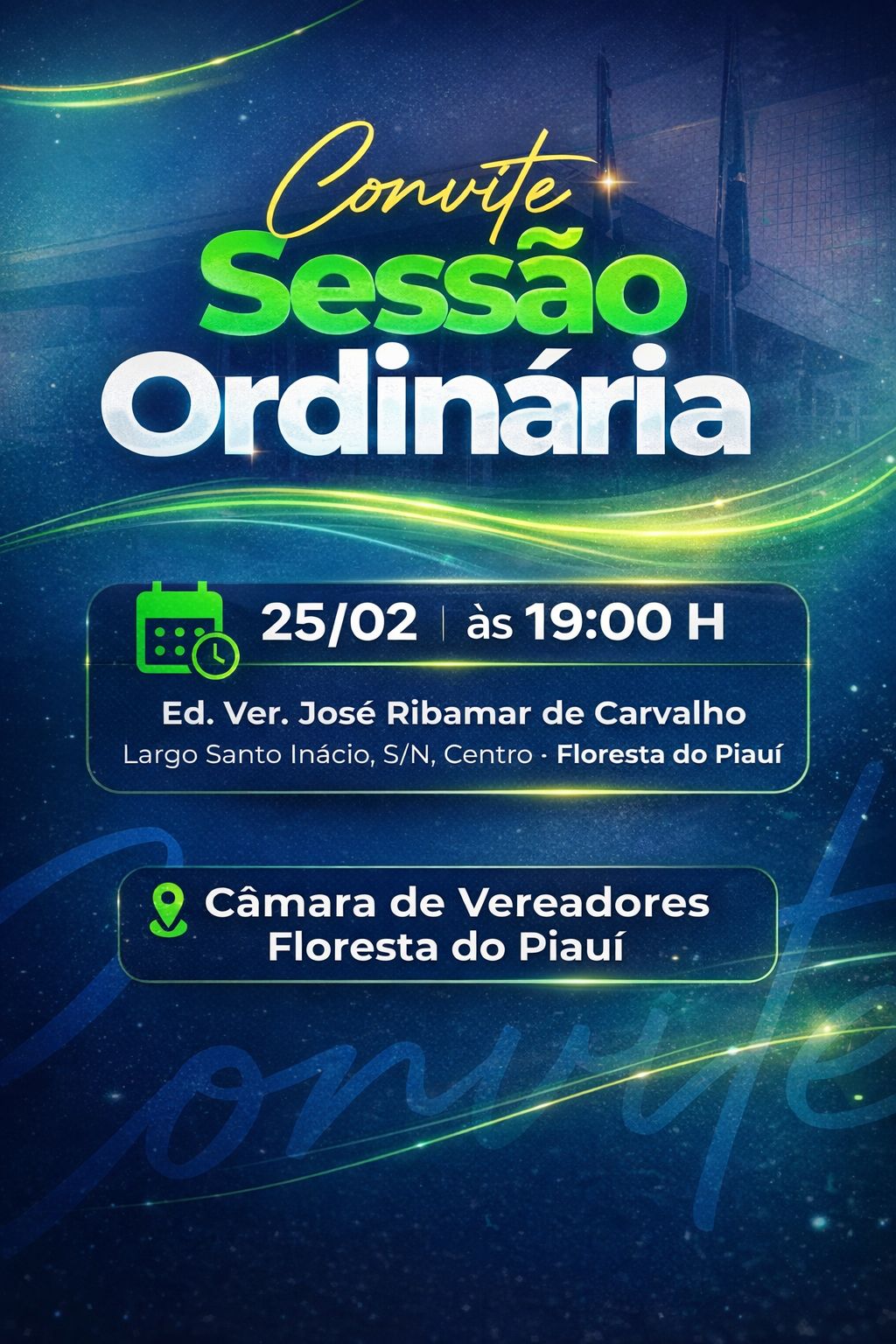 Convite para Sessão Ordinária - 25/02/2026